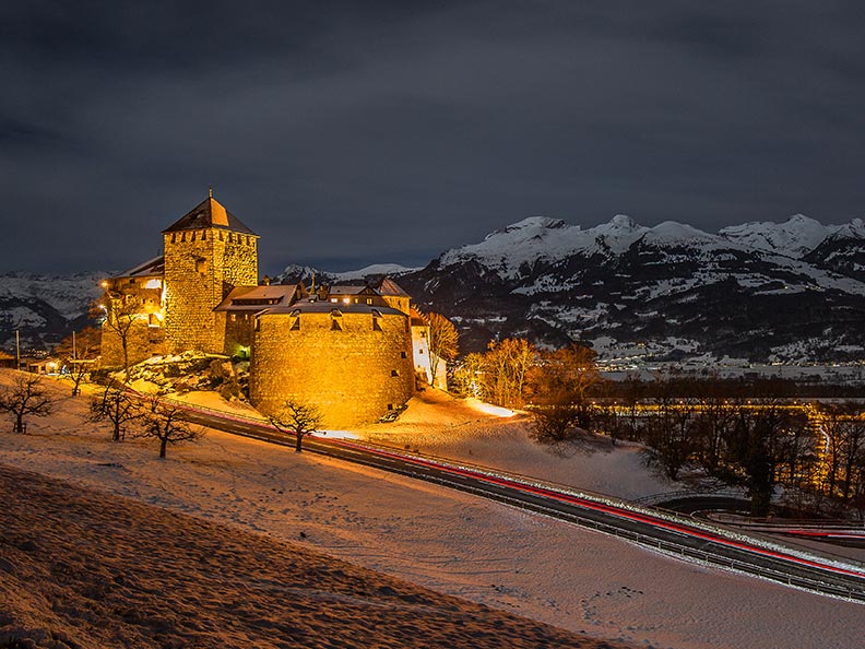 Fürstliches Schloss im Winter in Vaduz